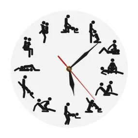 Sexual Positions Wall Clock Adult Sex Game 24 Hours Sex Dirty Smut Humor Wall Art Decorative Living Room Clock Bachelorette Gift