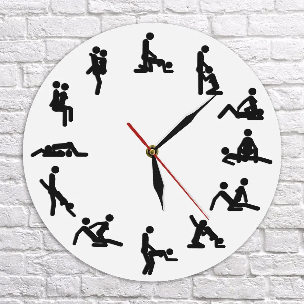 Sexual Positions Wall Clock Adult Sex Game 24 Hours Sex Dirty Smut Humor Wall Art Decorative Living Room Clock Bachelorette Gift