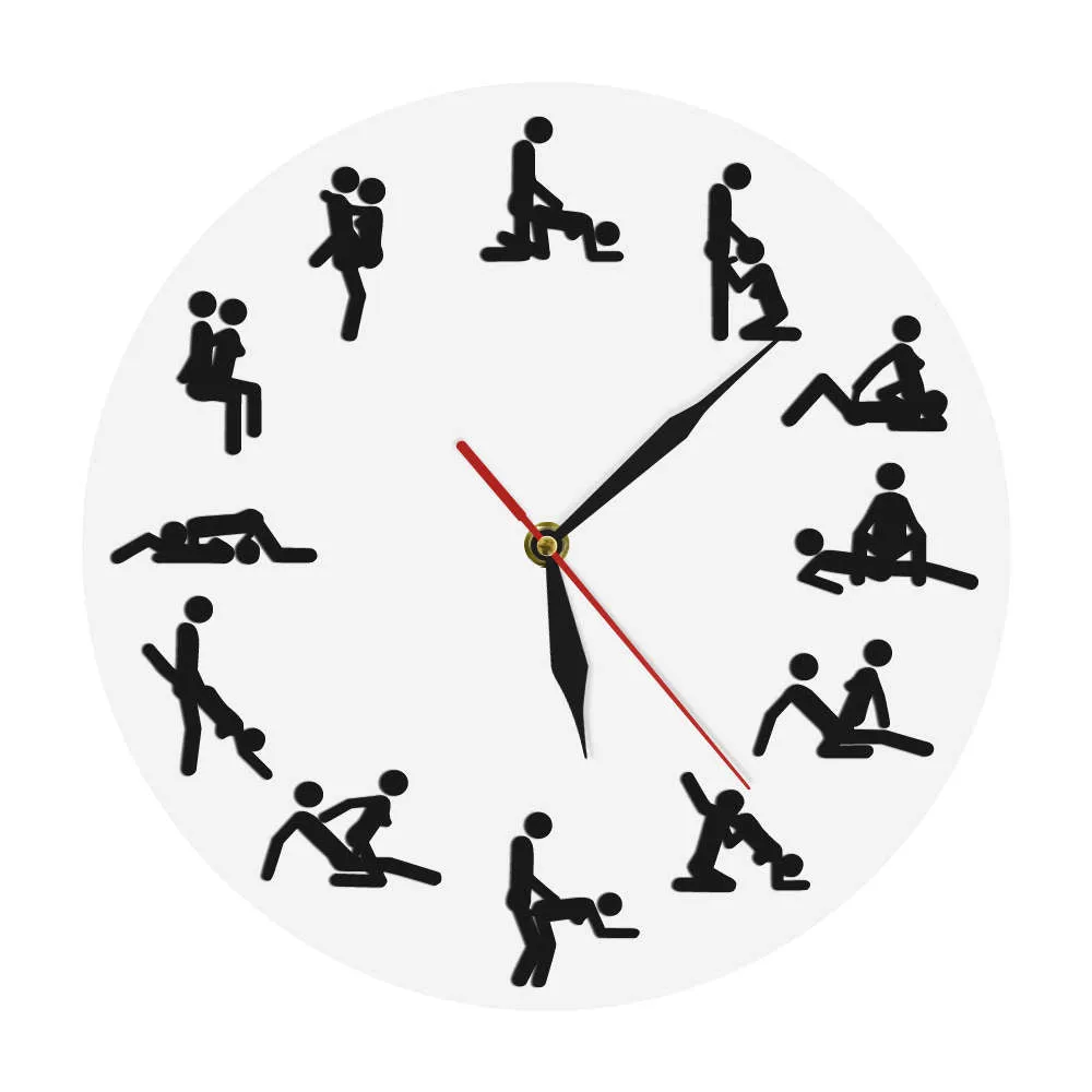 Sexual Positions Wall Clock Adult Sex Game 24 Hours Sex Dirty Smut Humor Wall Art Decorative Living Room Clock Bachelorette Gift