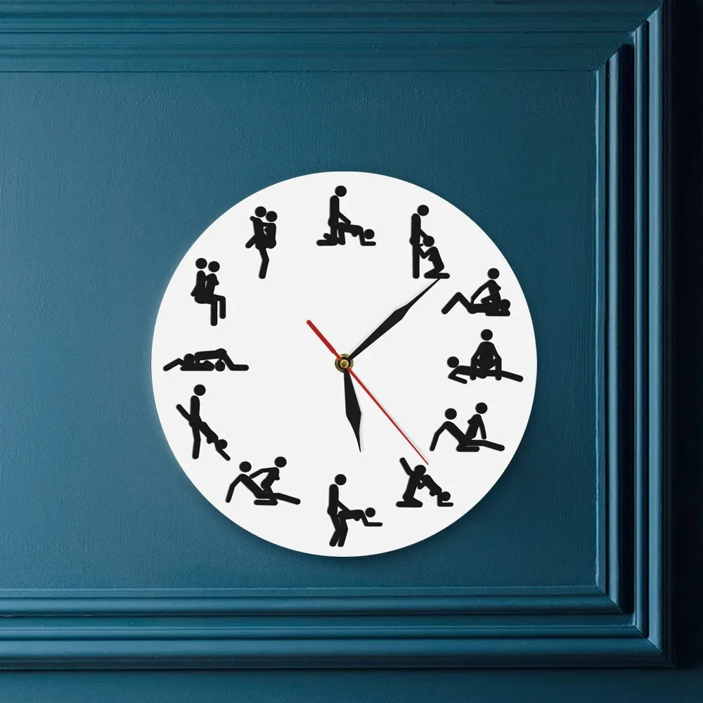 Sexual Positions Wall Clock Adult Sex Game 24 Hours Sex Dirty Smut Humor Wall Art Decorative Living Room Clock Bachelorette Gift