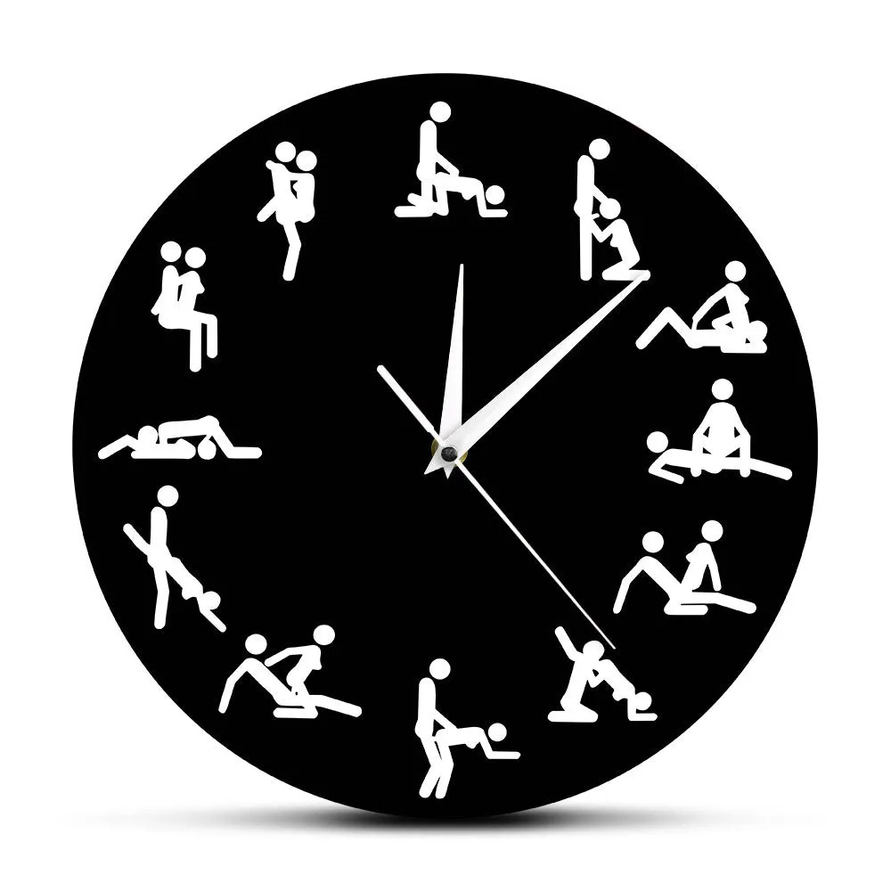 Sexual Positions Wall Clock Adult Sex Game 24 Hours Sex Dirty Smut Humor Wall Art Decorative Living Room Clock Bachelorette Gift