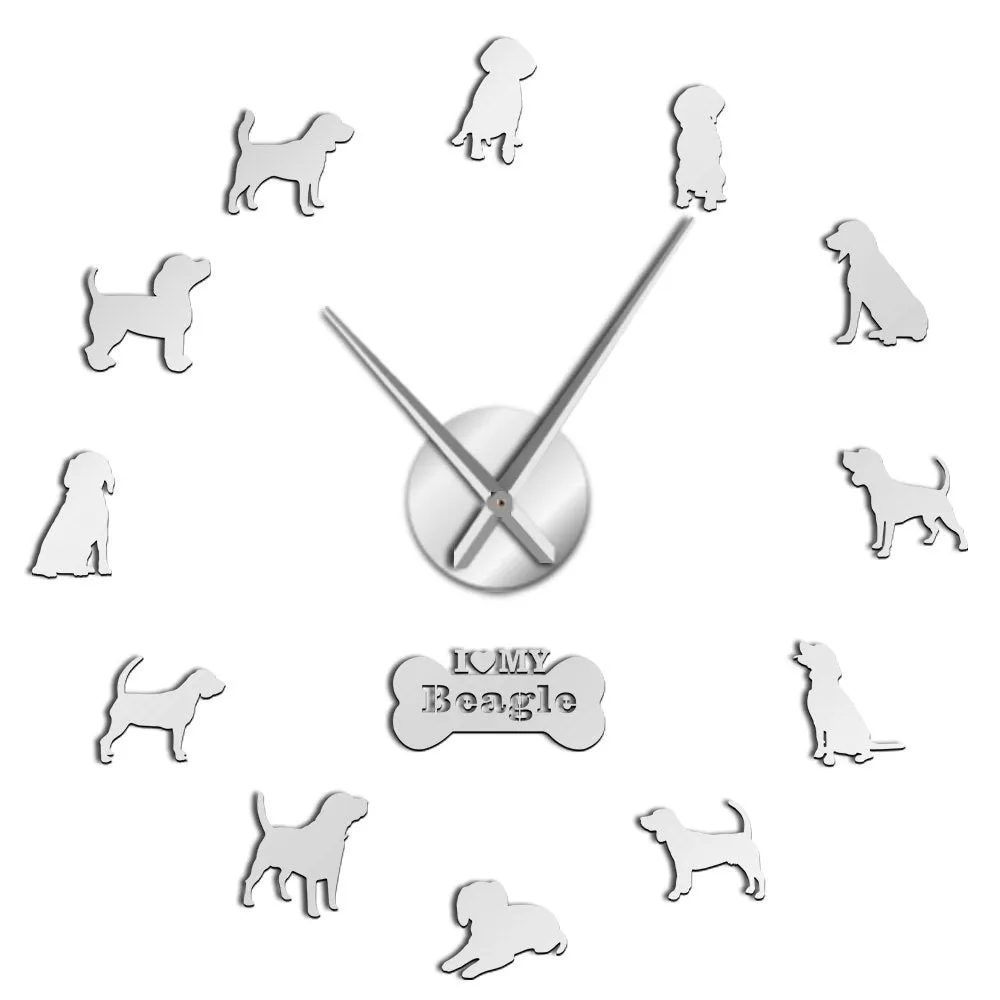 Small Hound Dog Breed English Beagle DIY Wall Art Decoration Giant Wall Clock Beagle Dog Pet Lovers Home Decor Modern Wall Clock