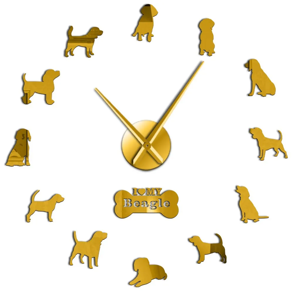 Small Hound Dog Breed English Beagle DIY Wall Art Decoration Giant Wall Clock Beagle Dog Pet Lovers Home Decor Modern Wall Clock