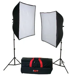 Smith-Victor KSB-1000F 2-Light Economy SoftBox Light Kit w/Stands - Daylight Balanced
