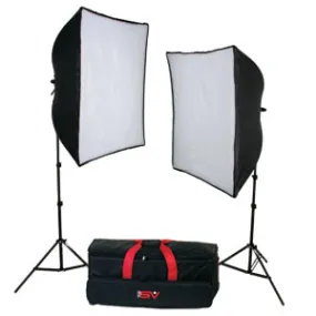 Smith-Victor KSB-1000F 2-Light Economy SoftBox Light Kit w/Stands - Daylight Balanced