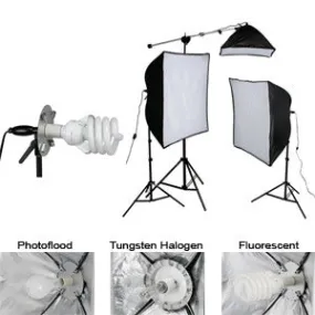 Smith-Victor KSB-1250 3-Light 1250 watt Economy SoftBox Light Kit with Mini-Boom
