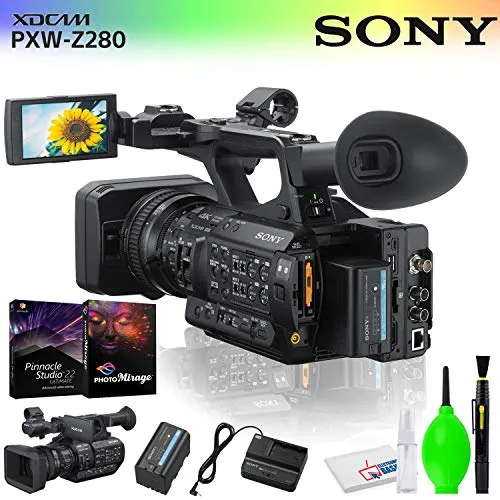 Sony PXW-Z280 4K 3-CMOS 1/2" Sensor XDCAM Camcorder Accessory Bundle with Editing Software and Cleaning Kit