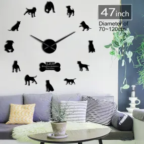 Staffordshire Bull Terrier DIY Big Wall Clock Staffie DIY Giant Wall Art Decorative Wall Watch Dog Breed Ornament Memorial Gift