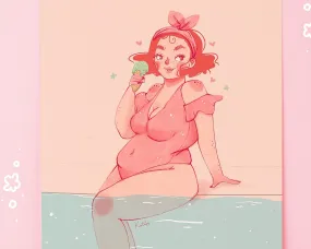 Summer Vibes: Body Positive Curvy Illustration Art Print