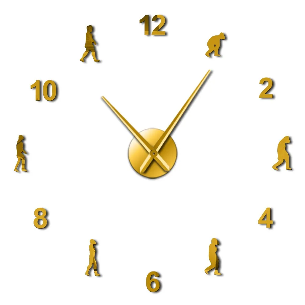Theory of Human Evolution DIY Wall Art Giant Wall Clock Men Evolution Home Decor Frameless Giant Needle Wall Clock Science Gift