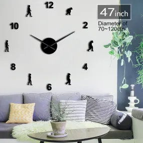 Theory of Human Evolution DIY Wall Art Giant Wall Clock Men Evolution Home Decor Frameless Giant Needle Wall Clock Science Gift