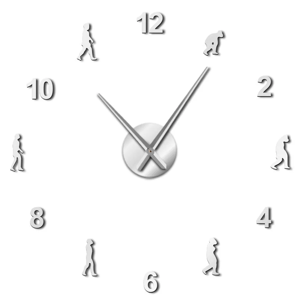 Theory of Human Evolution DIY Wall Art Giant Wall Clock Men Evolution Home Decor Frameless Giant Needle Wall Clock Science Gift