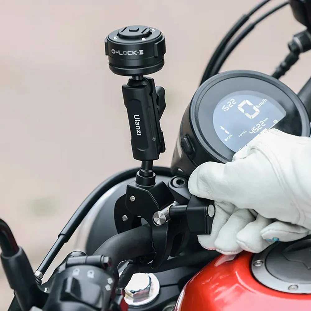 Ulanzi O-Lock II Motorcycle Handlebar Smartphone Clamp Mount with 360 Degree Pan / 90 Degree Tilt Ball Head and 3kg Max Load Capacity