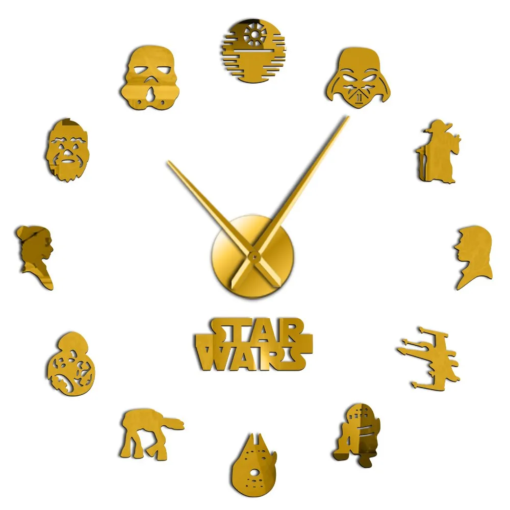 USA Classic Movie Characters Silhouettes Wall Art DIY Giant Wall Clock Fictional Universe Film Roles Decorative Kid Room Clock