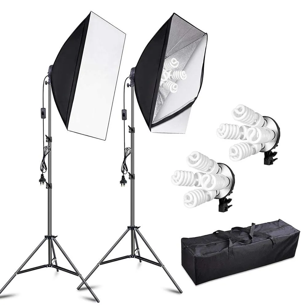Volkwell 4 Head Dual Softbox kit 8 x 55W Bulb Lighting Kit (OPEN BOX)