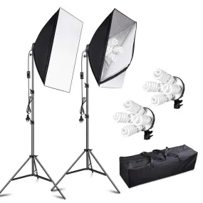 Volkwell 4 Head Dual Softbox Kit 8 x 55W Bulb Lighting Kit