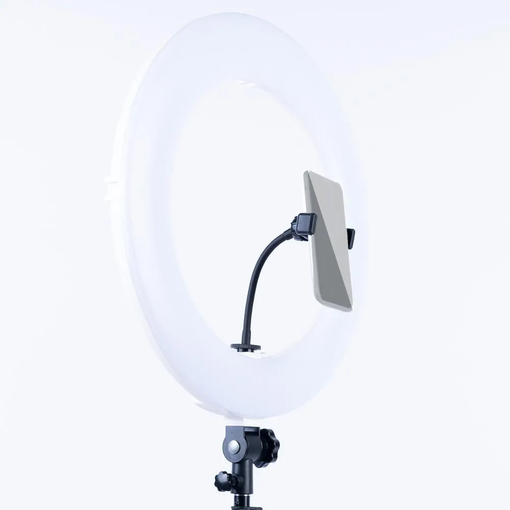 White 18" LED Ring Light & Remote - Gold Luxe III