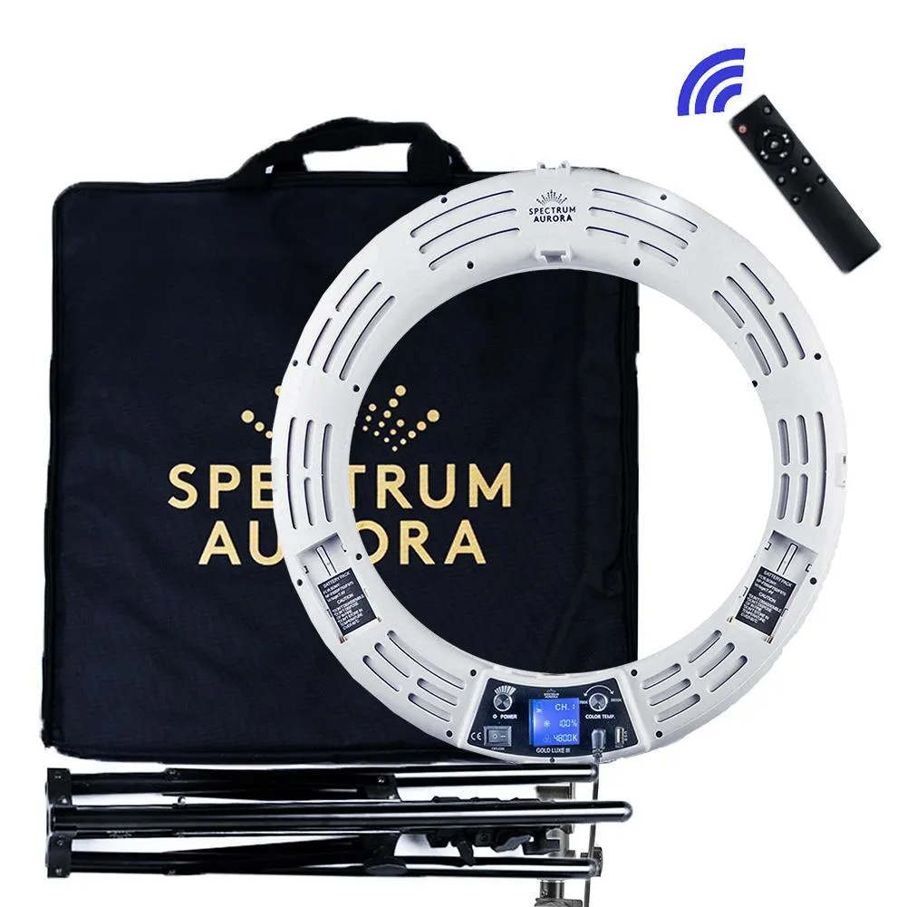 White 18" LED Ring Light & Remote - Gold Luxe III