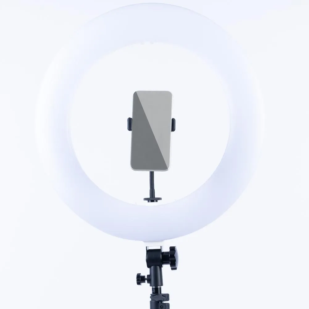 White 18" LED Ring Light & Remote - Gold Luxe III
