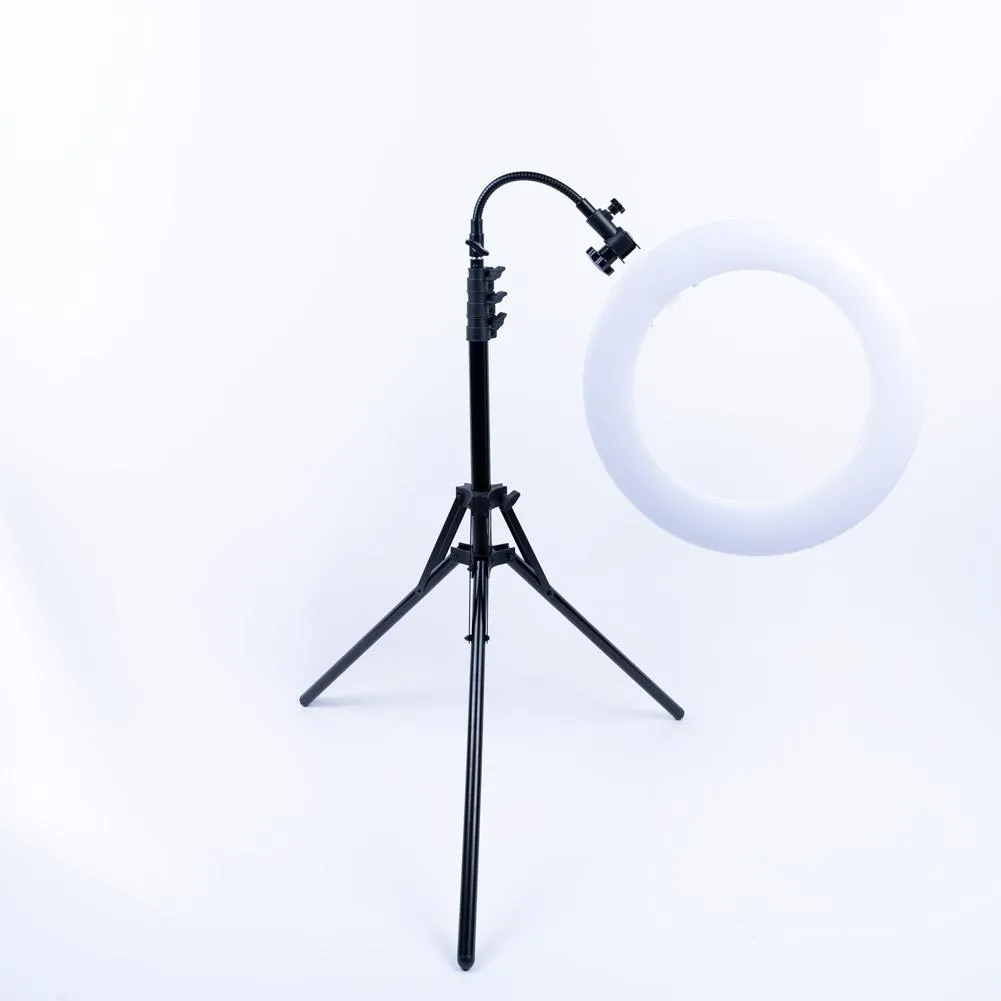 White 18" LED Ring Light & Remote - Gold Luxe III