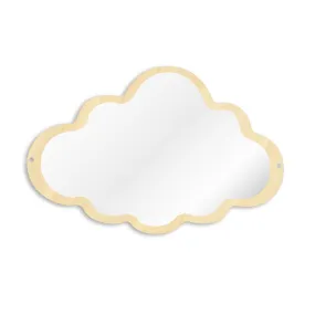 Wooden Engraved Acrylic Cloud Mirror Nursery Kids Room Decor Frameless Children Safety Wall Mirror Hanging Make-up Mirror