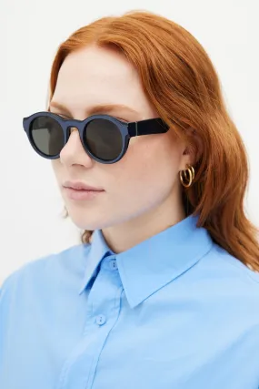 x Maison Margiela Navy MMDUAL001 Circular Sunglasses