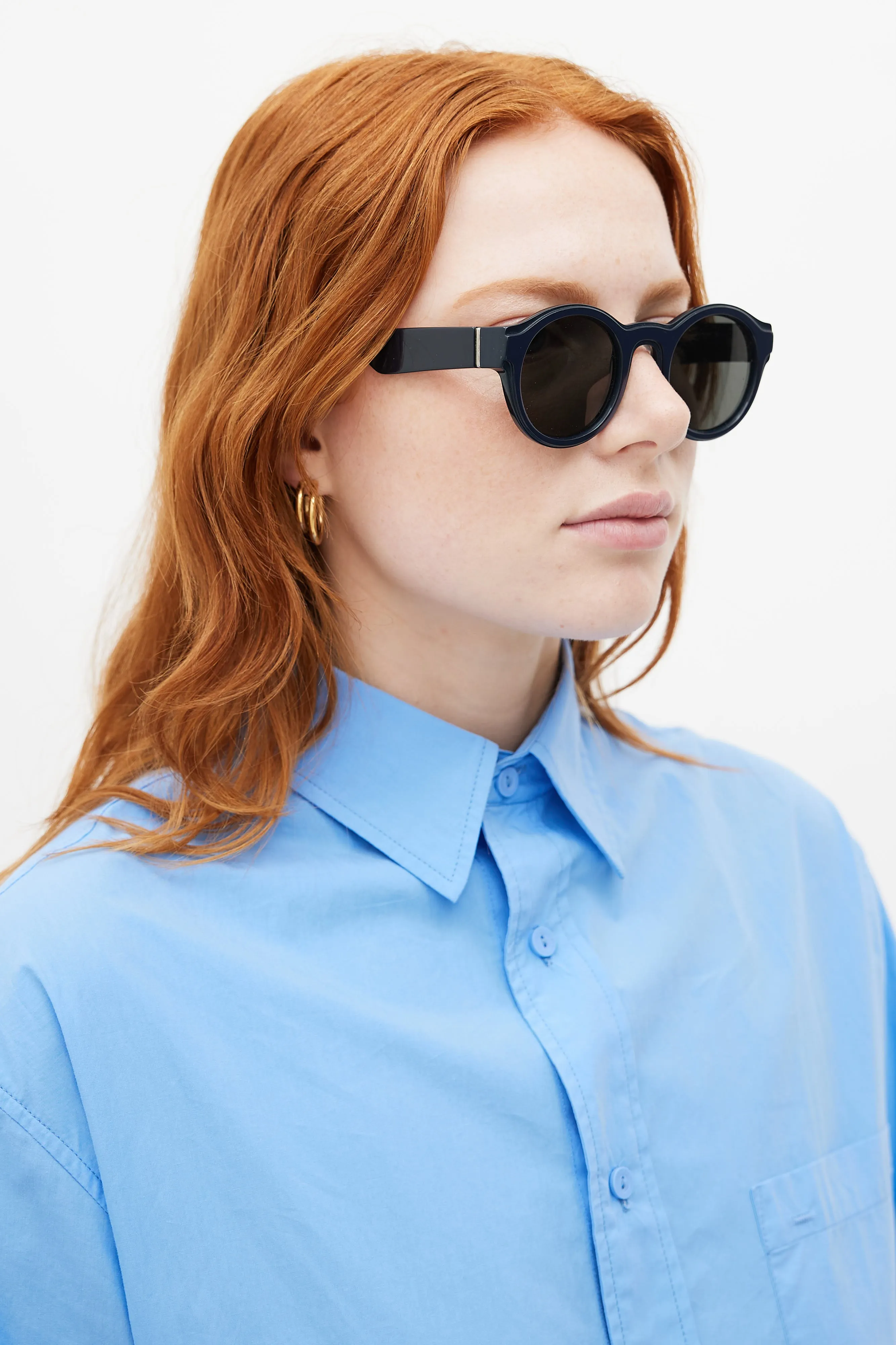 x Maison Margiela Navy MMDUAL001 Circular Sunglasses