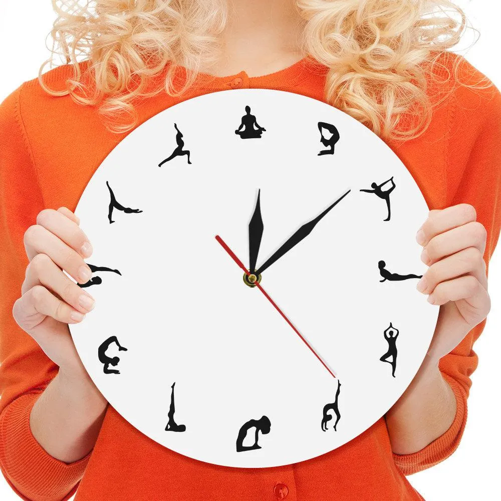 Yoga Positions Wall Clock Yoga Meditation Wall Decor Gift Yoga Hindu Philosophy Align Yourself Spiritual Yogi Modern Wall Clock