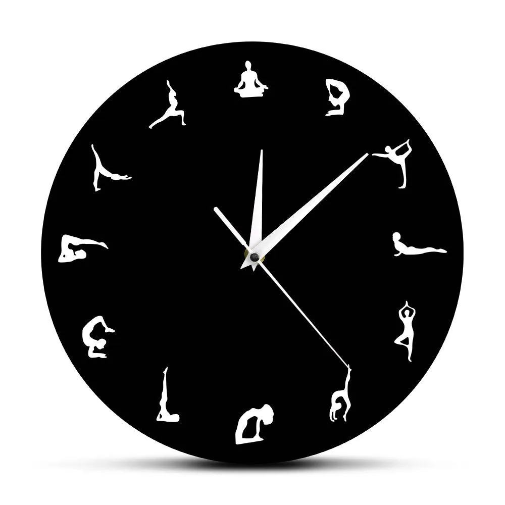 Yoga Positions Wall Clock Yoga Meditation Wall Decor Gift Yoga Hindu Philosophy Align Yourself Spiritual Yogi Modern Wall Clock
